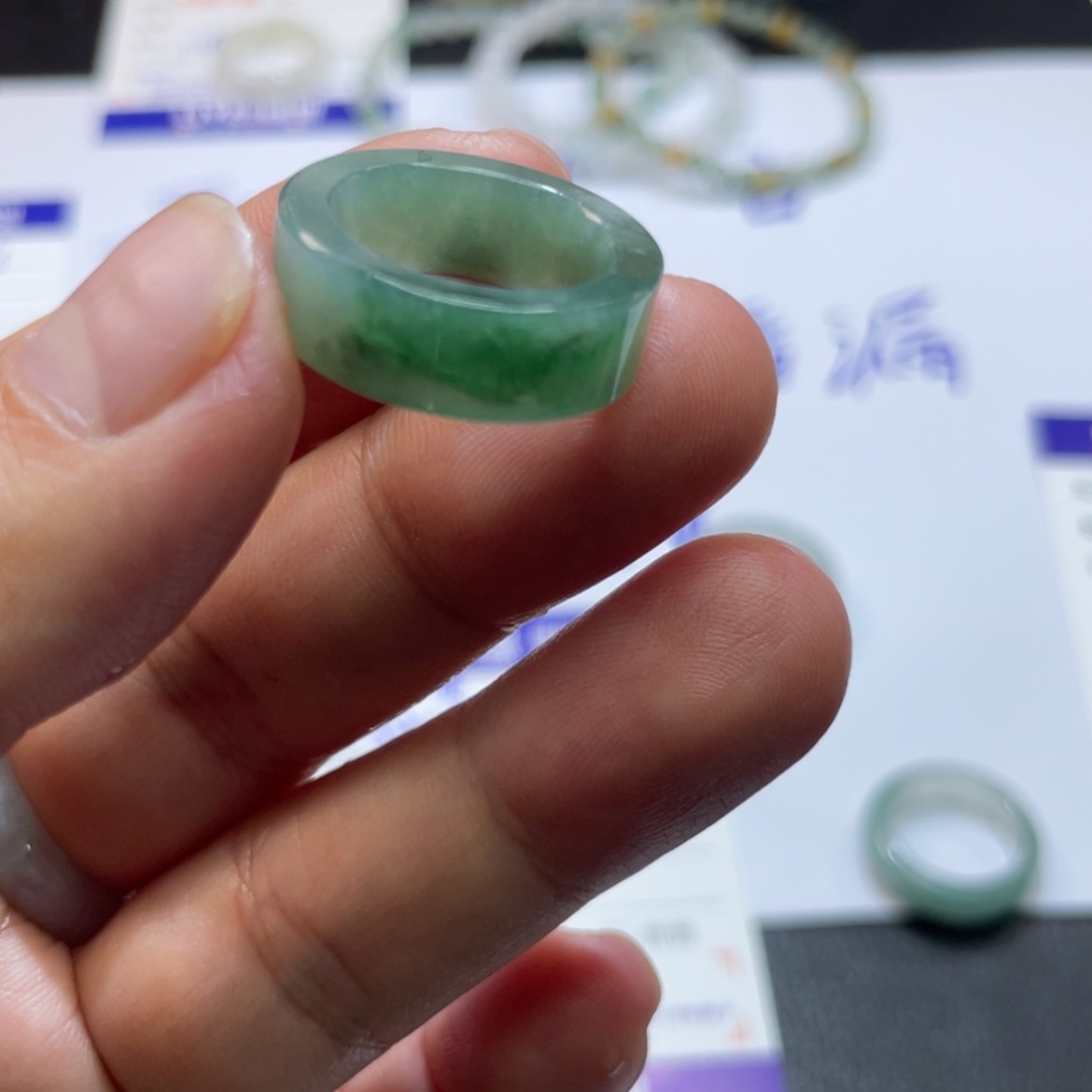 【闪购商品】翡翠戒指未镶嵌天然翡翠9圈成品有纹