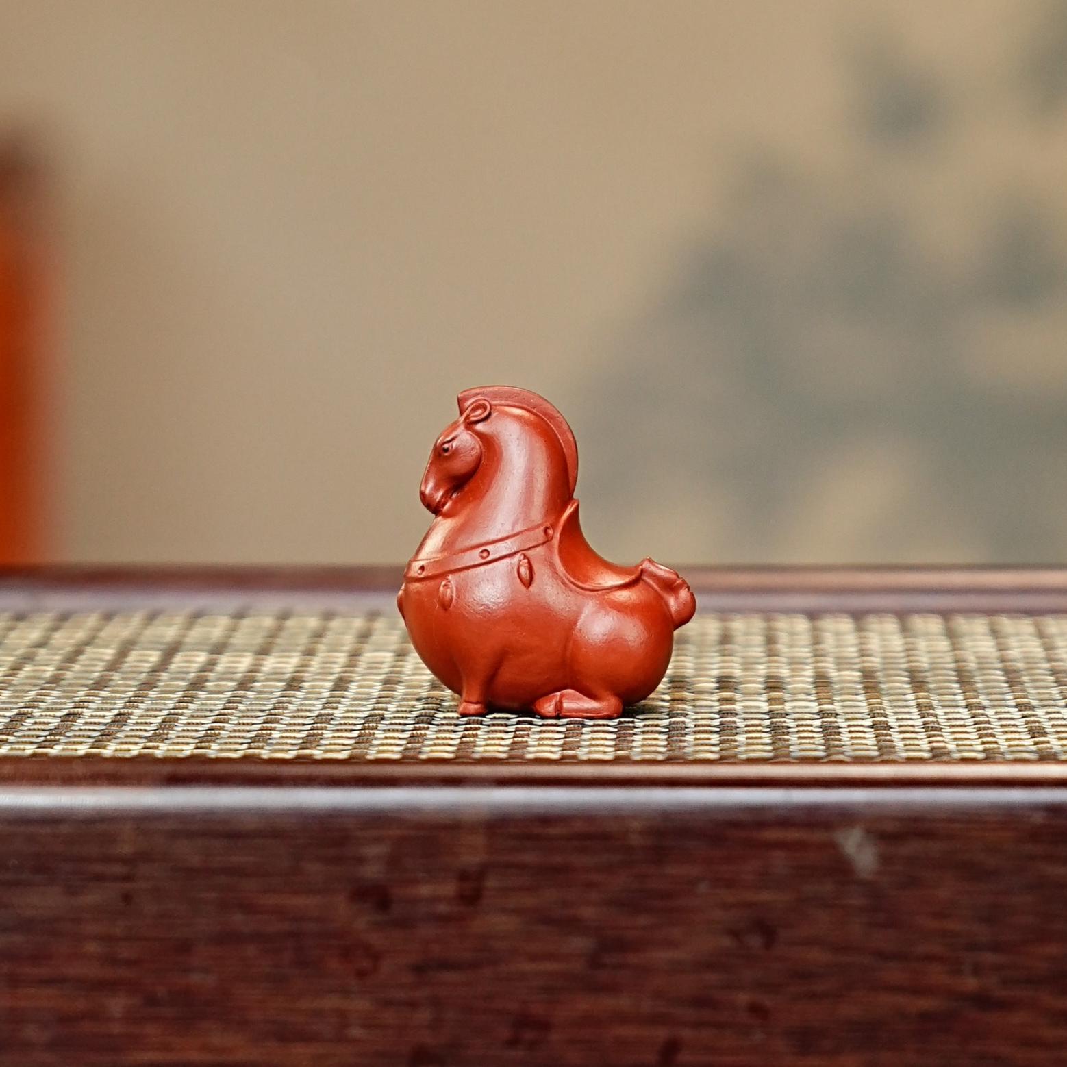 宜兴全手工紫砂茶具 原矿大红袍泥料雕塑骏马紫砂茶宠