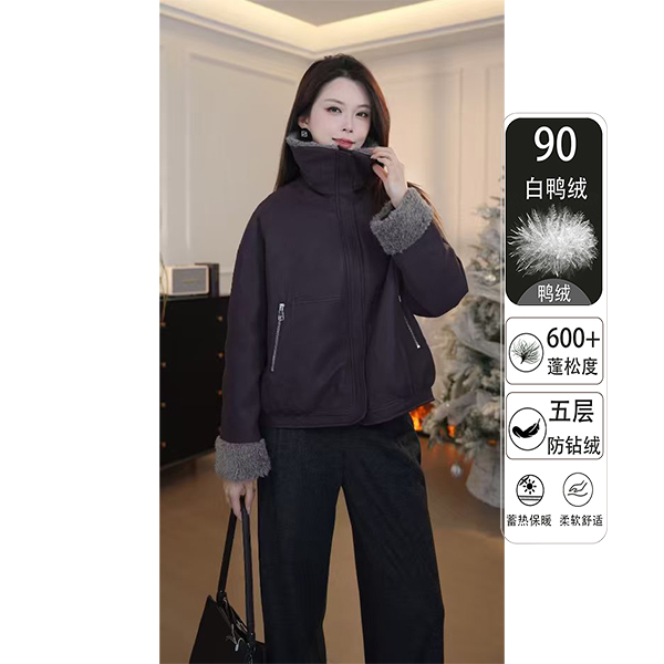 【张不晚专属】2025冬季翻毛领90白鸭绒羽绒服保暖小外套厚款