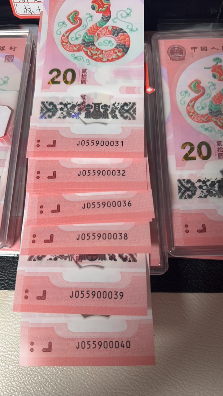蛇年纪念钞055900031-40标十