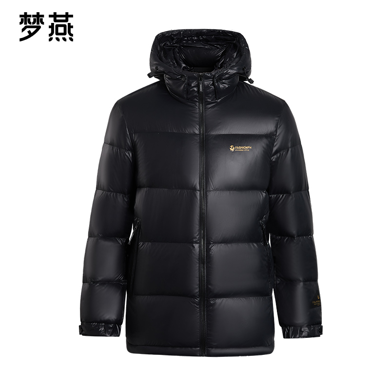 梦燕秋冬男款舒适耐穿三防可脱卸帽黑金保暖休闲羽绒服ZH04B4064