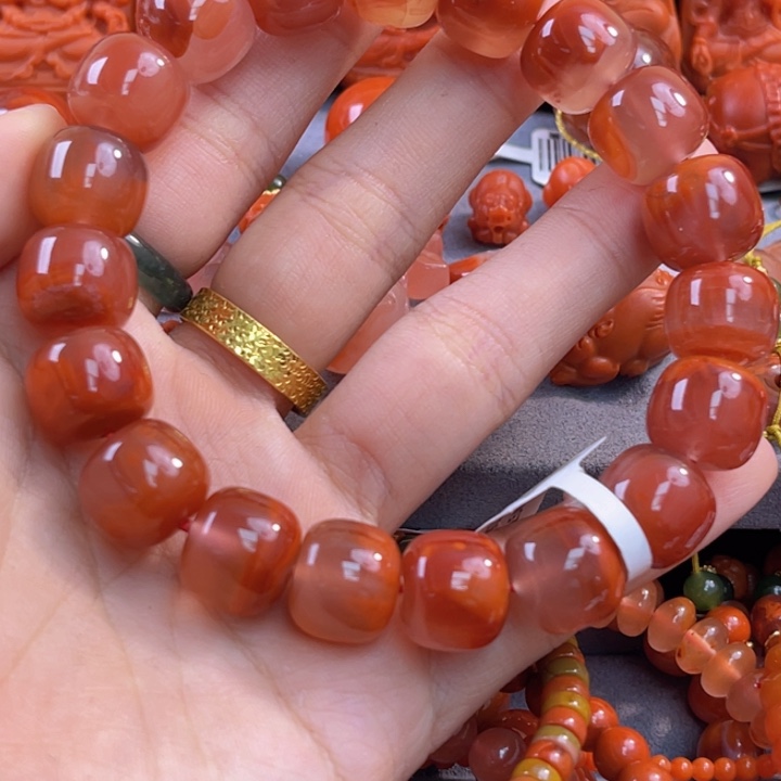 南红玛瑙多样性发一件未镶嵌瓦西老型手串卡12