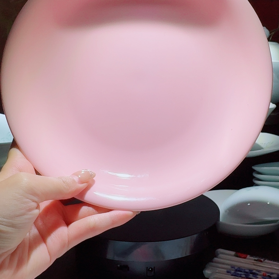 琉璃手工艺品两个粉色深盘