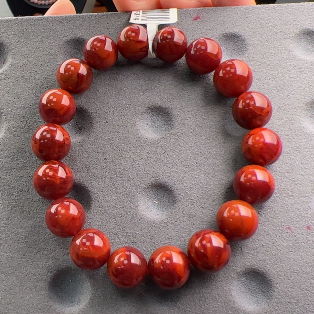 南红玛瑙满肉牛血火焰手串11+未镶嵌天****