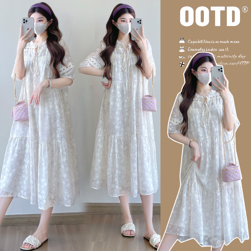 【小富婆孕装】中国风孕妇连衣裙甜美淑女夏季大码连衣裙