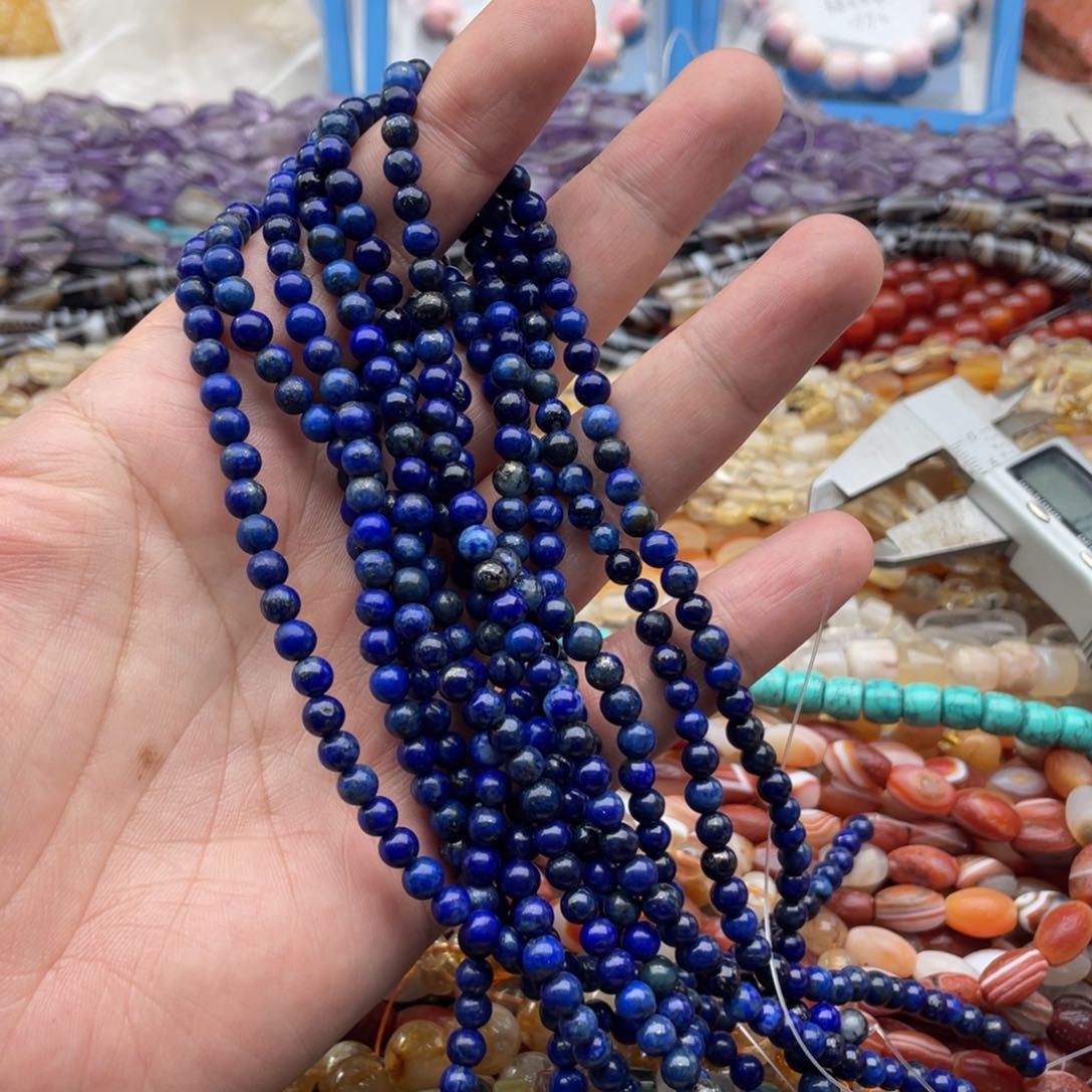 玛瑙/玉髓珠宝半成品未镶嵌一条装5mm青金圆珠