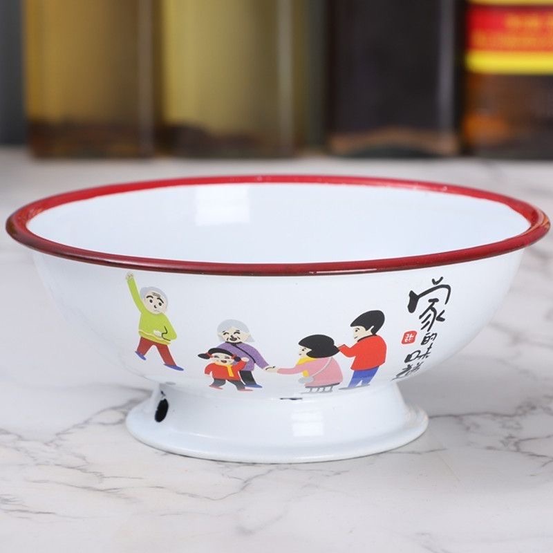 16公分加厚家的味道搪瓷高脚碗面家用碗饭碗一个