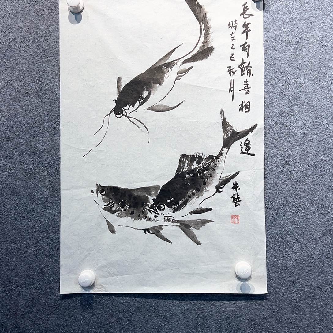 国画纯手绘画心原创