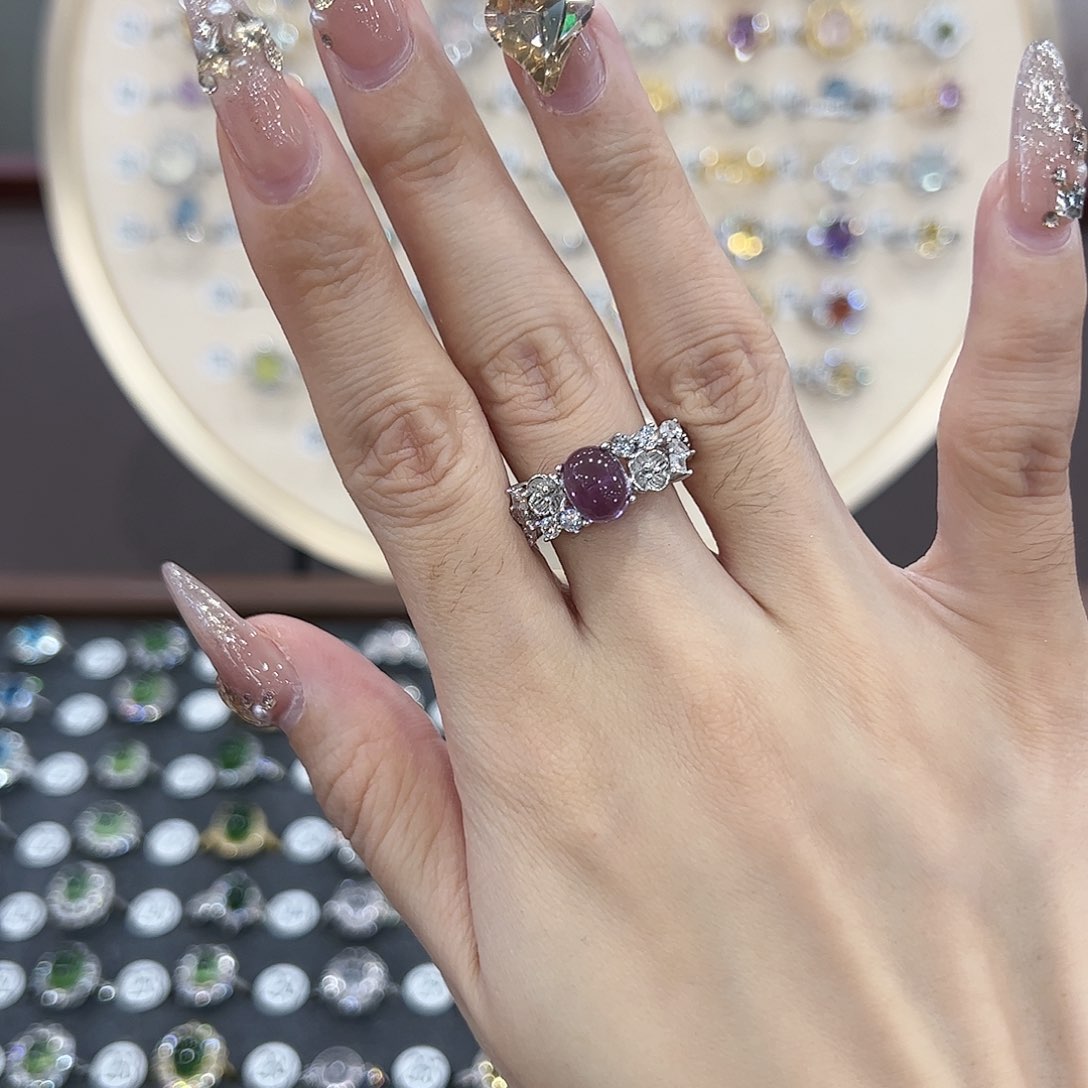 蛇纹石玉戒指银S925镶嵌