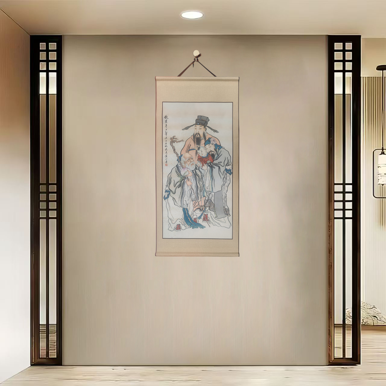 {40-05福禄寿]净尺寸40x85cm现代简约挂轴装饰画