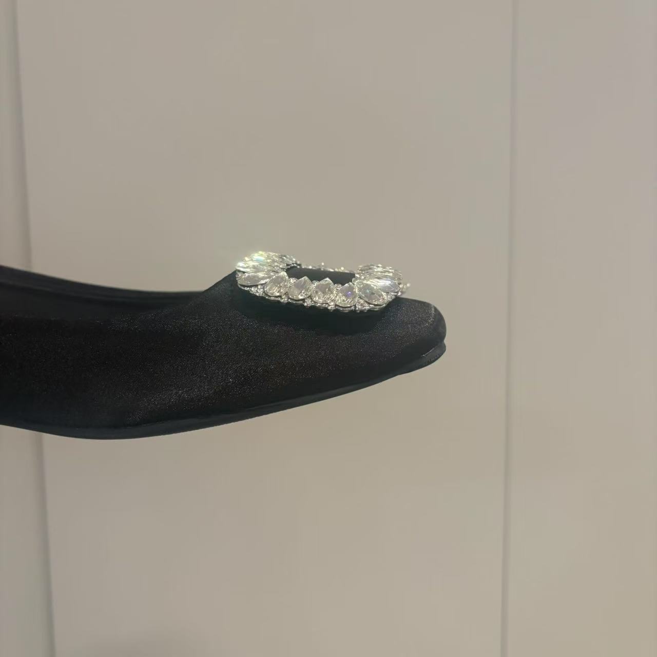 ananstudio xz黑色法式水钻女单鞋