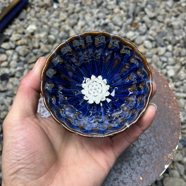 深海窑变 银莲花杯 茶器 茶杯 主人杯
