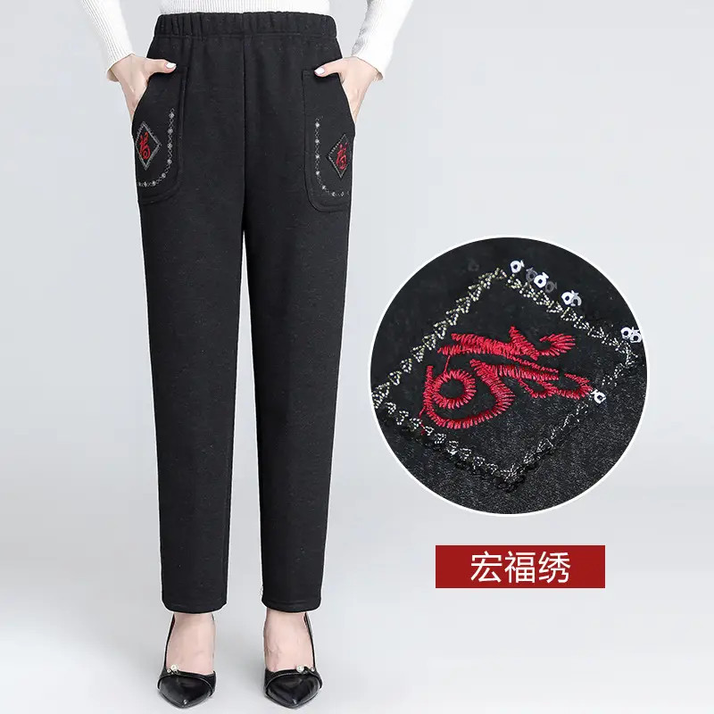 中老年女裤冬装棉裤加绒加厚女妈妈裤子宽松老年人奶奶保暖裤外穿