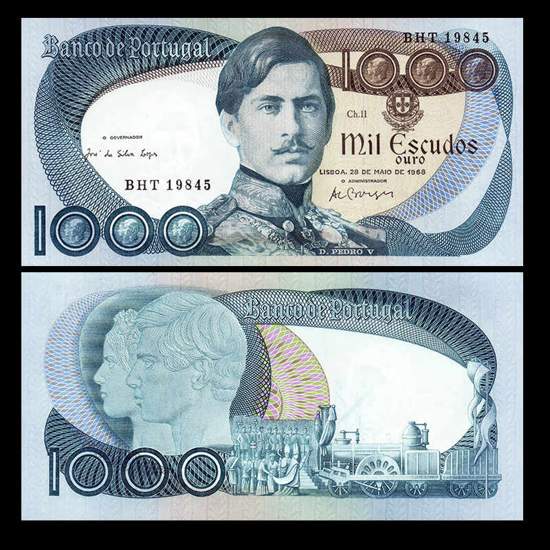 全新初版首年份 葡萄牙1000埃斯库多1968年 外国外币 UNC收藏保真