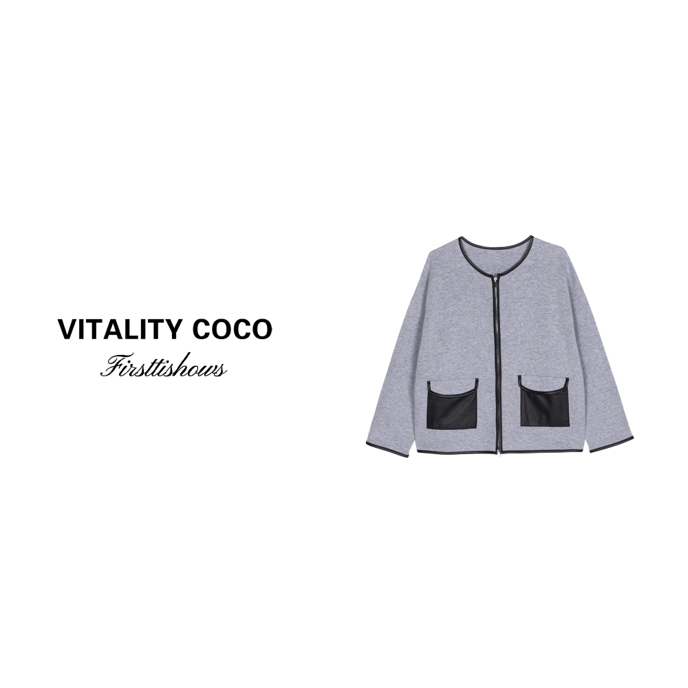 「VITALITY COCO」24秋冬上新热卖舒适百搭毛衣口袋针织开衫1598