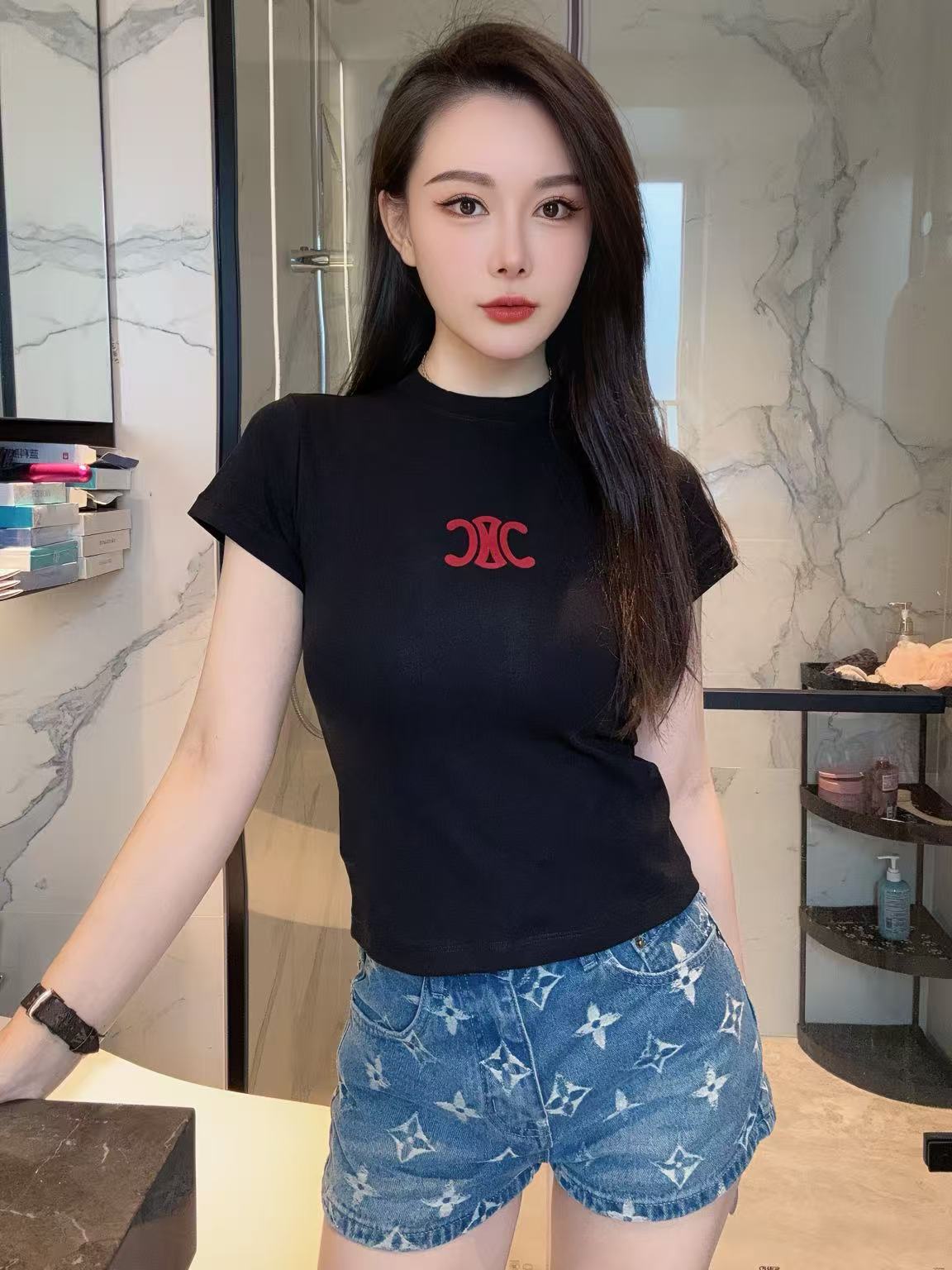 F211 [杋爷潮品] 小红标夏季修身T恤高弹力