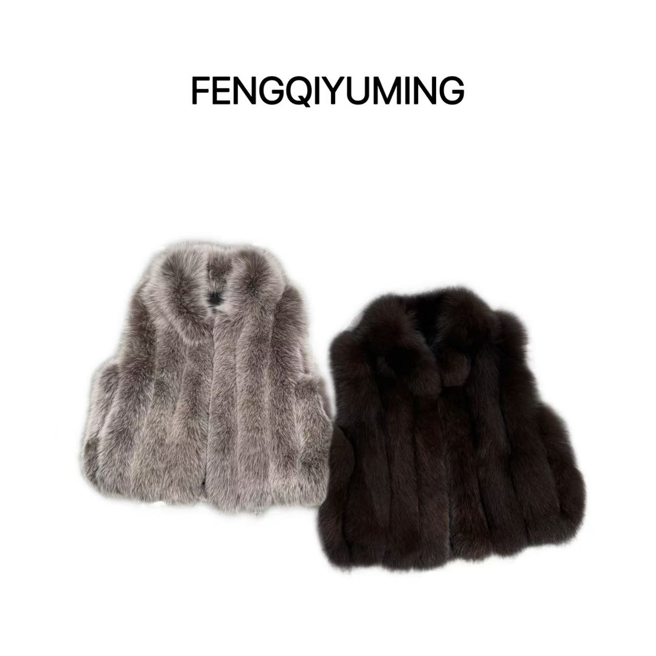 【狐狸毛马甲】芬兰进口蓝狐背毛立领竖排时髦保暖秋冬狐狸毛马甲