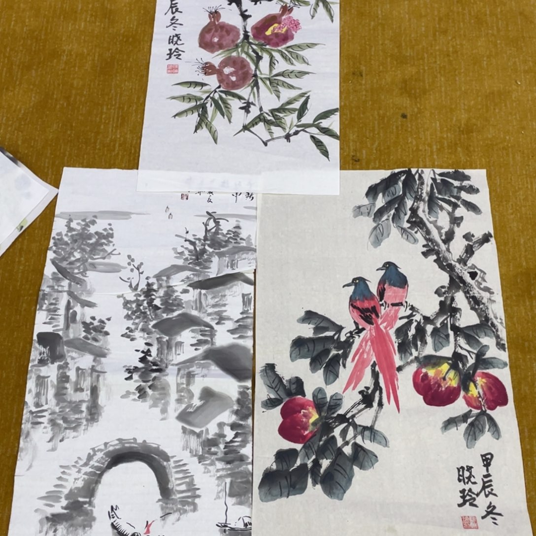 国画绘画作品晓玲和玉华66666