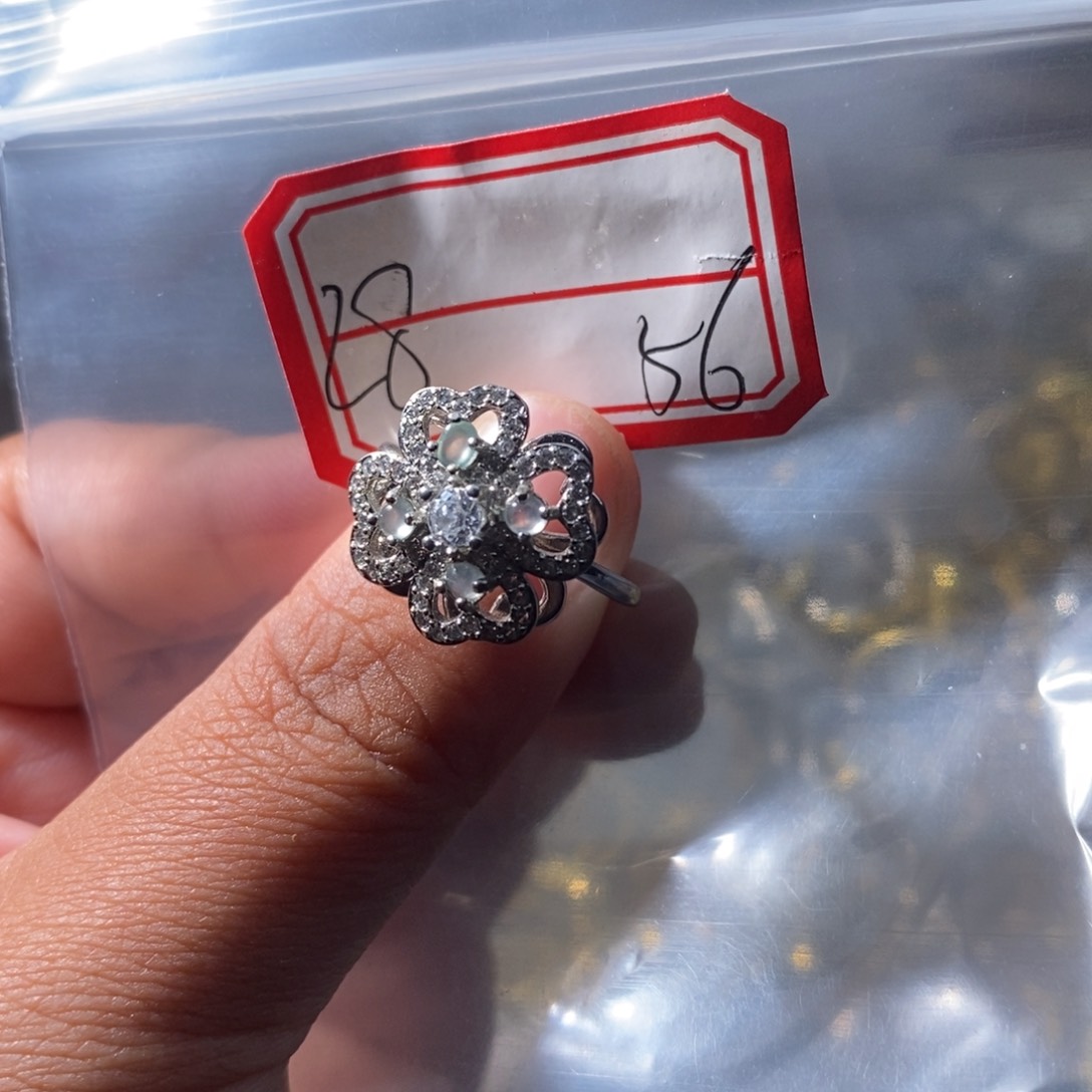 翡翠戒指银S925镶嵌翡翠