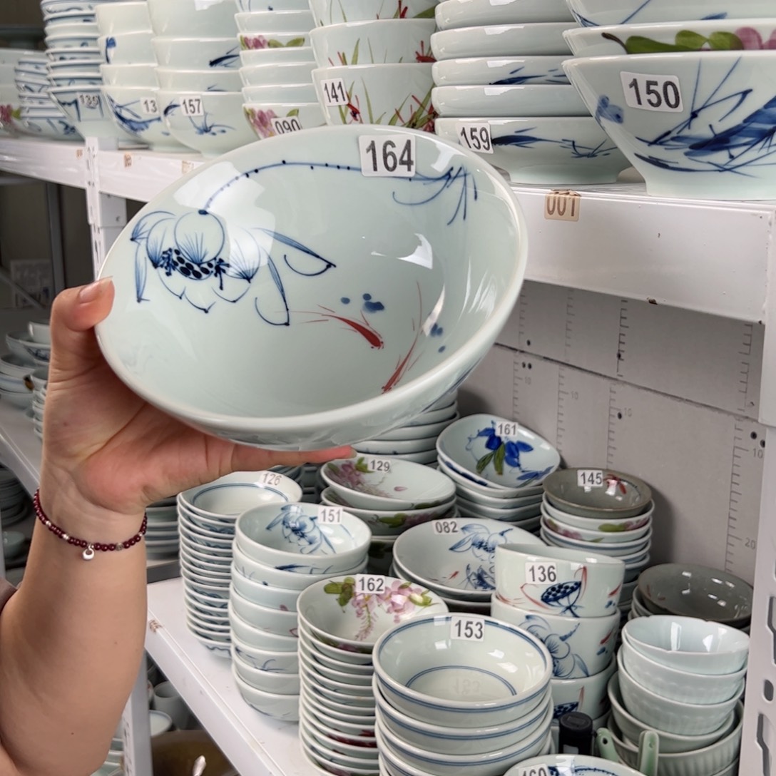 微瑕画鱼8寸老面碗（单只装）