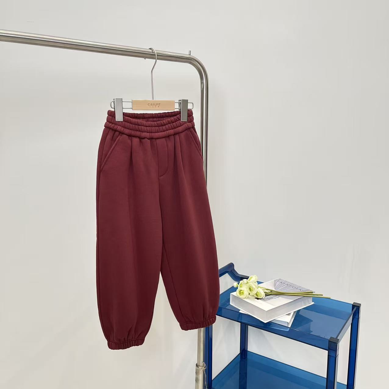 秋冬女童加绒长裤浅酒红色 2409卓系