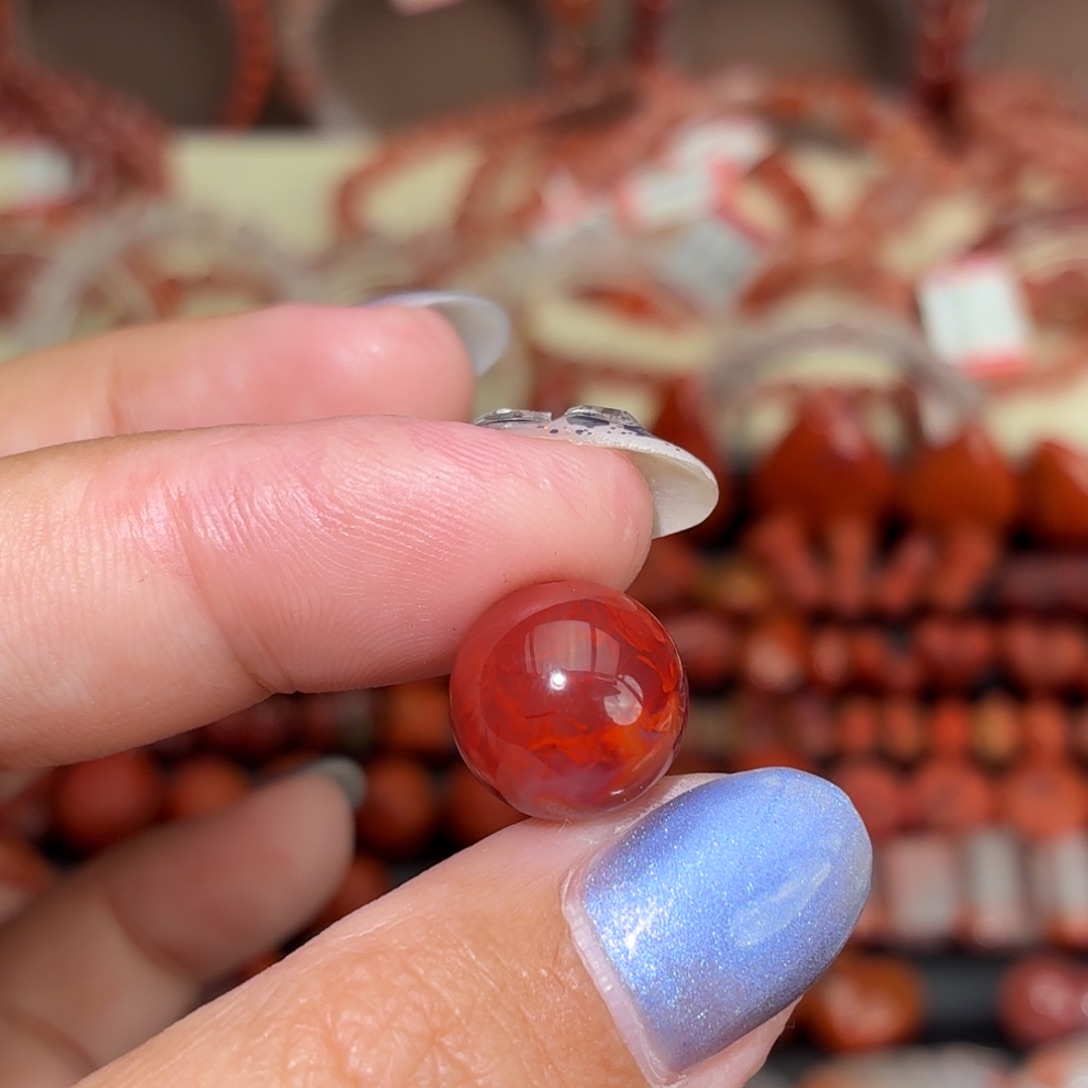 南红玛瑙未镶嵌颈饰12咪火焰单珠