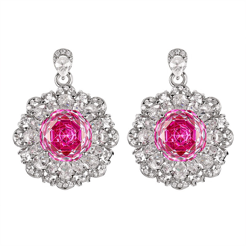 铜合金仿珍珠耳饰 镶嵌红宝贵气精致女款项链时尚轻奢百搭甜美