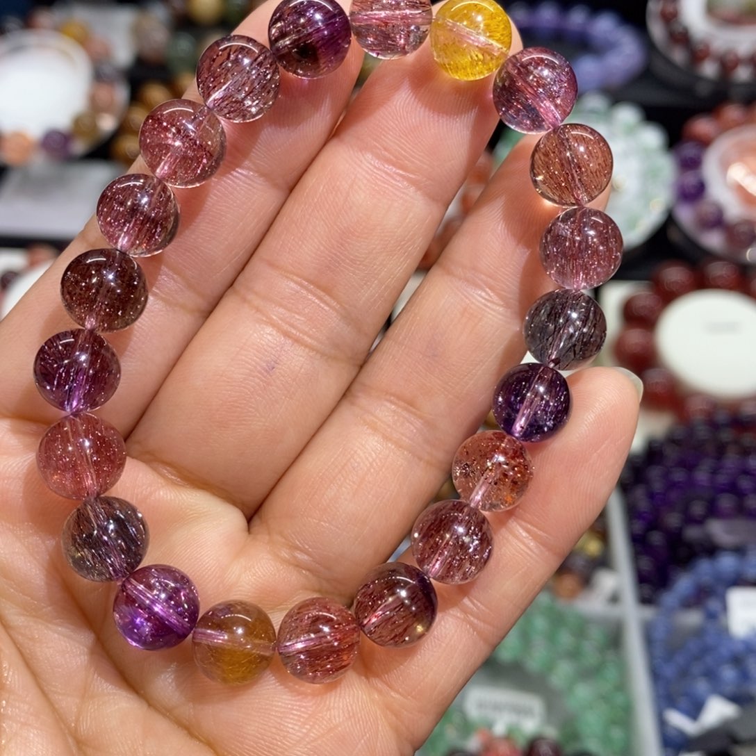 水晶手串未镶嵌稀有矿超七