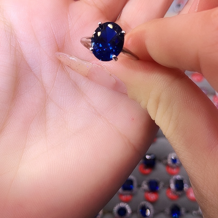蓝宝石戒指银S925镶嵌
