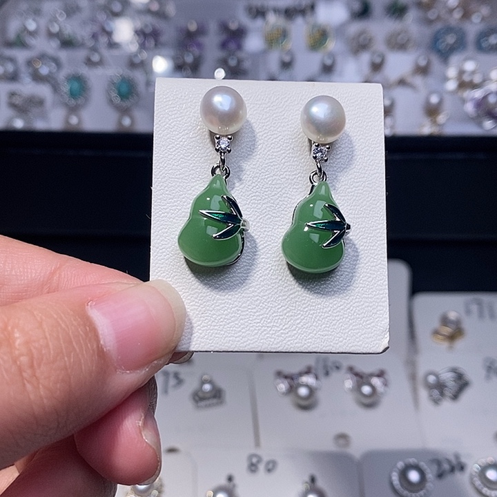 淡水珍珠耳饰银S925镶嵌