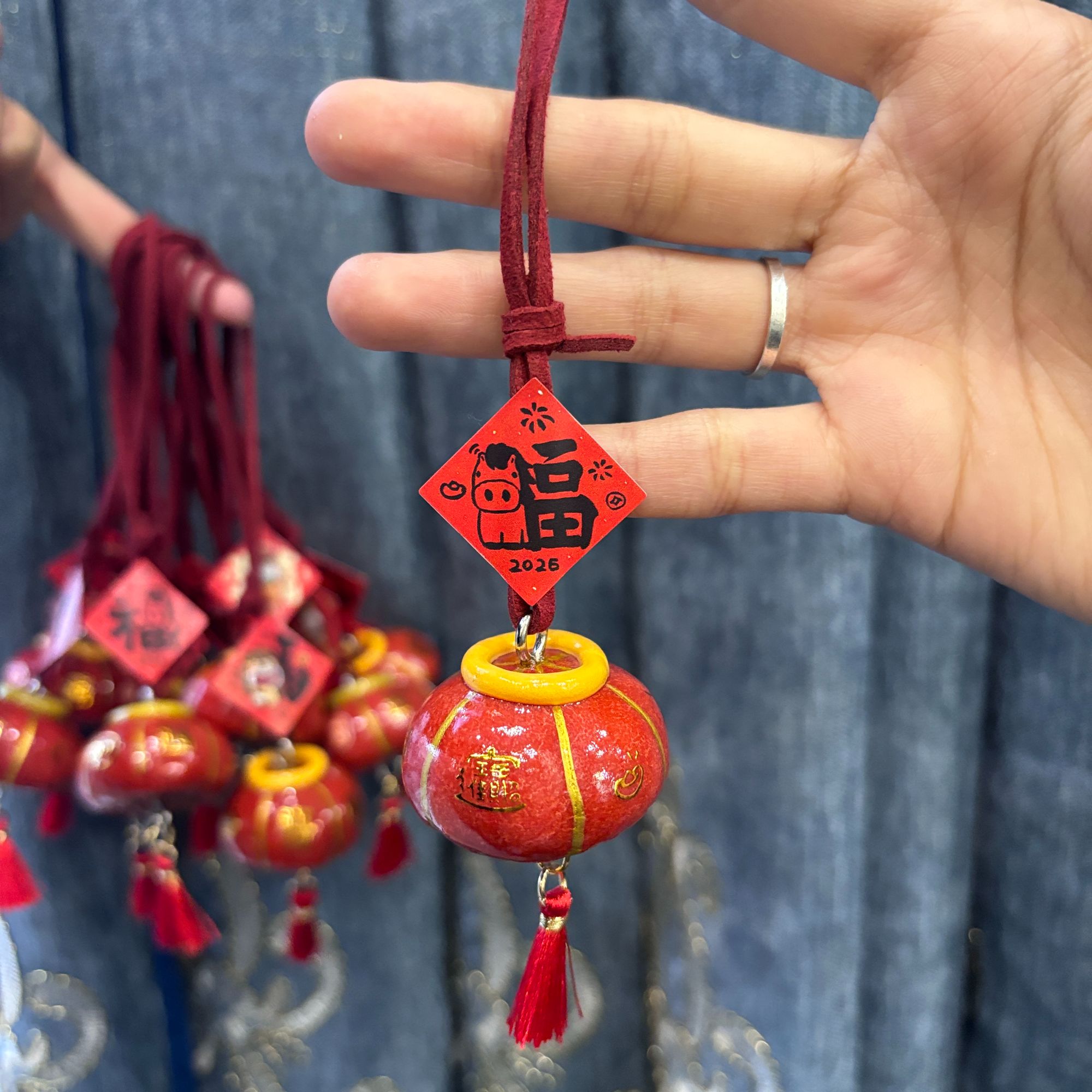 原创款 新年小灯笼-碱水面包挂件 车挂件 配饰 钥匙扣-NO退NO换