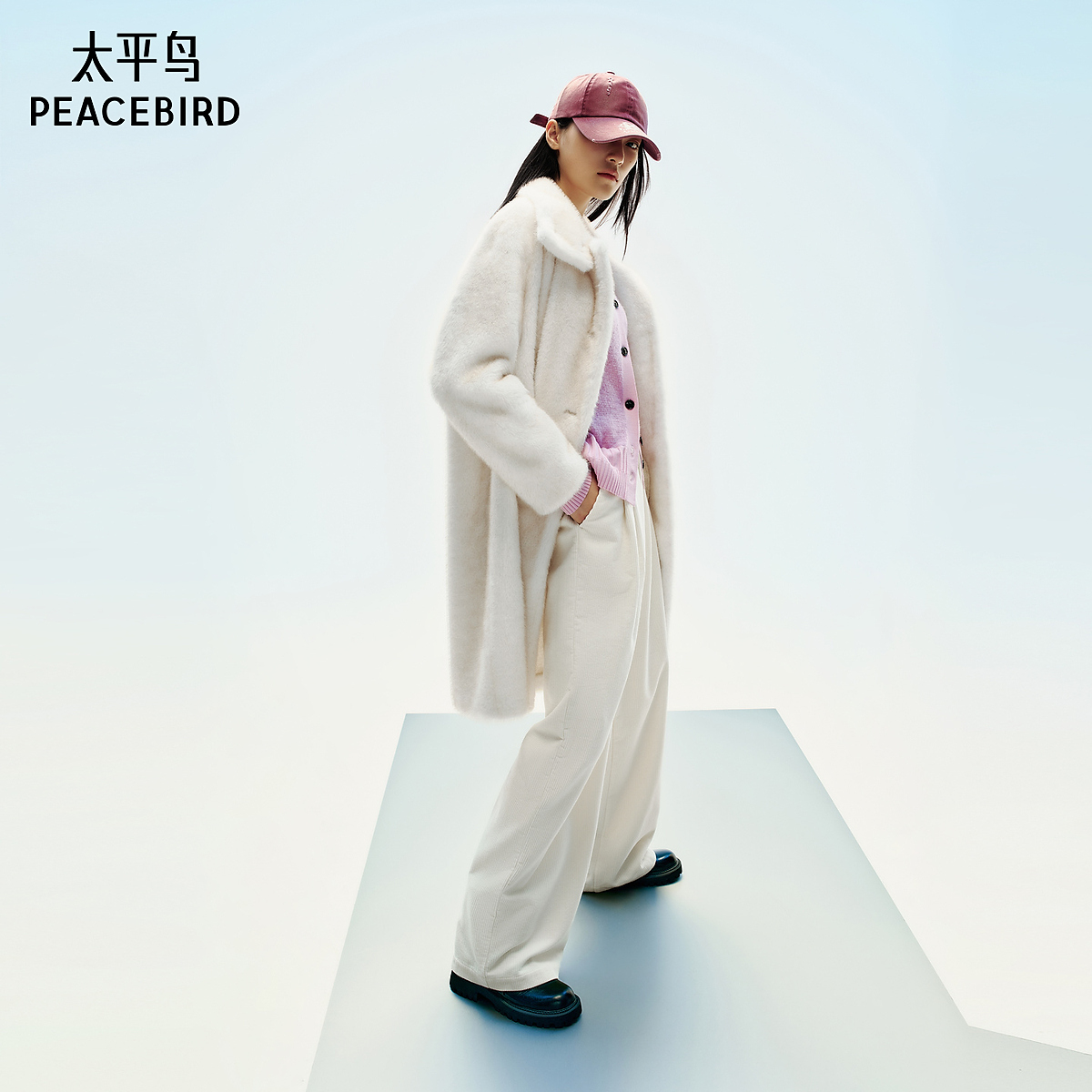 【商场同款】太平鸟仿狐狸毛立体廓形显瘦外套女A3AEF4602