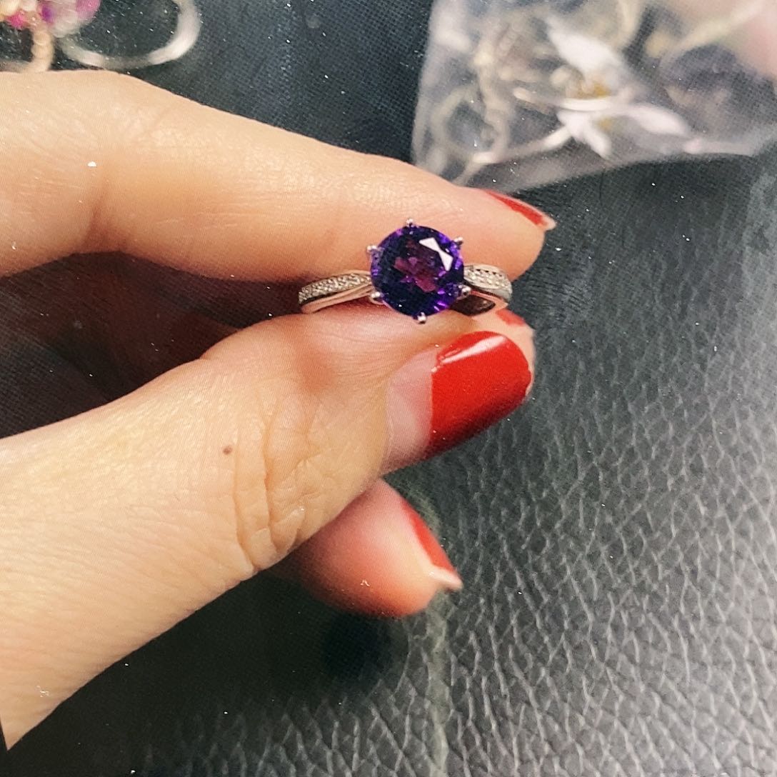 石榴石戒指银S925镶嵌