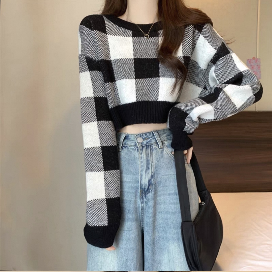 【北北】2025新款短款套头打底毛衣女针织衫宽松慵懒风上衣