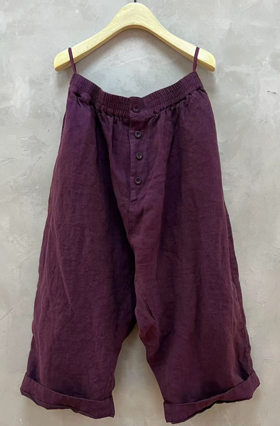 亚麻双层腔调感8分垮裤（裤长86腰围68～98 ）古兰木