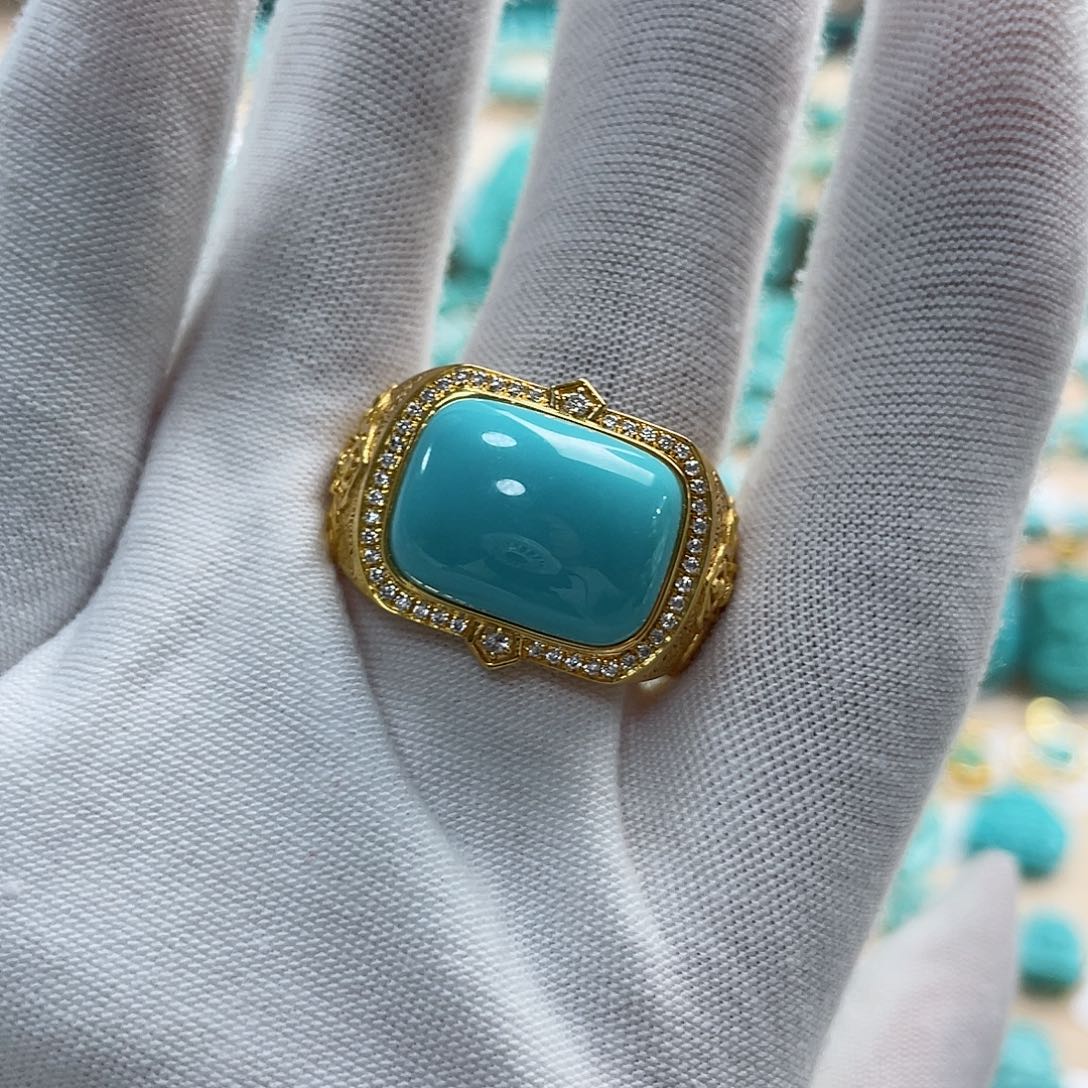 绿松石珠宝奇石18K金镶嵌