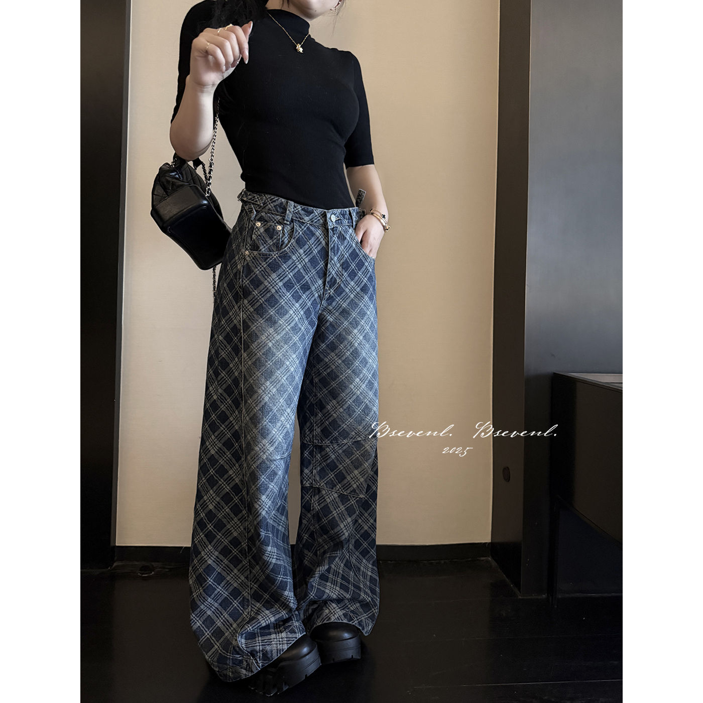 黑泽玄七【提花裤】朴敏珠同款小众重工时尚提花喷色后口袋绣花阔腿