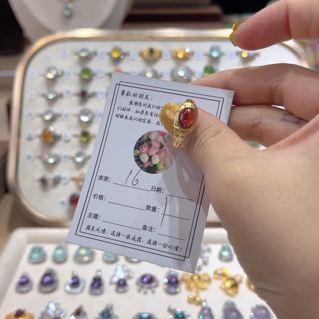 岫玉戒指银S925镶嵌写*