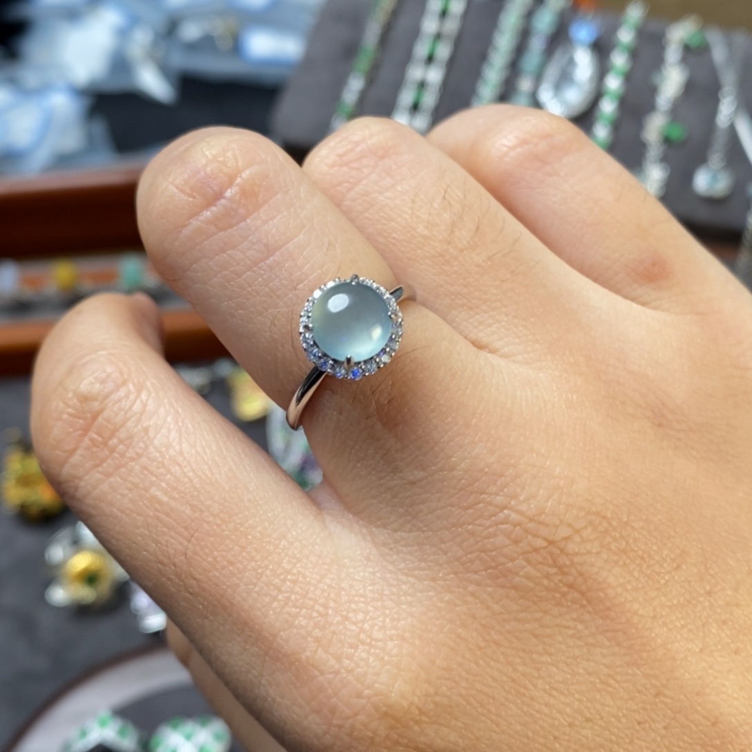 翡翠银S925镶嵌戒指