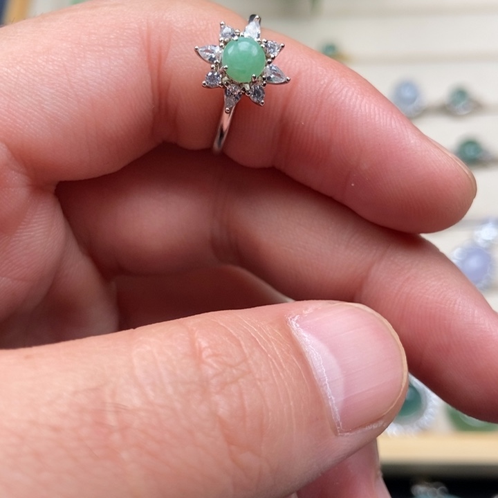 翡翠银S925镶嵌戒指