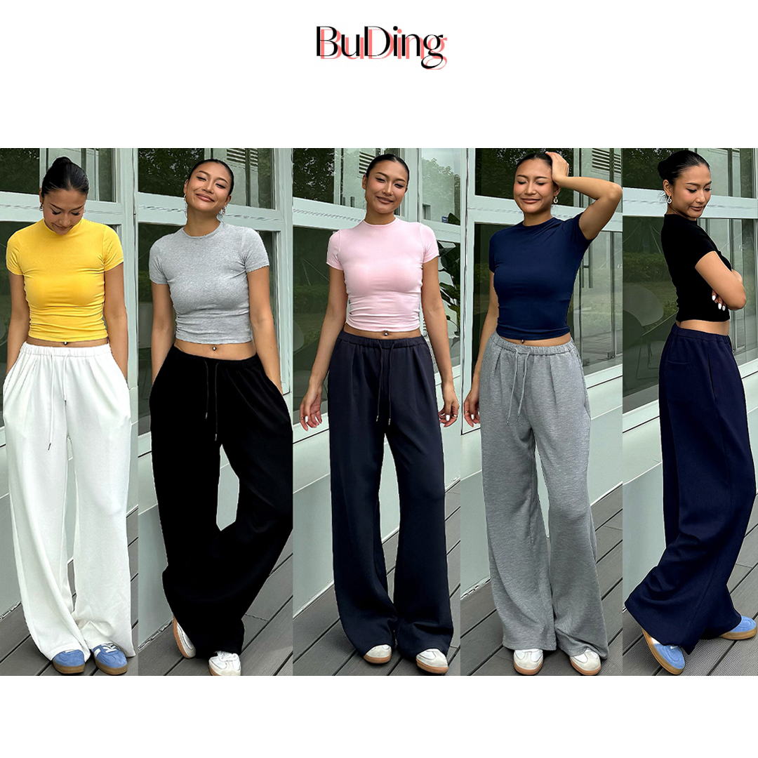 BuDing 巨显瘦阔腿休闲运动长裤