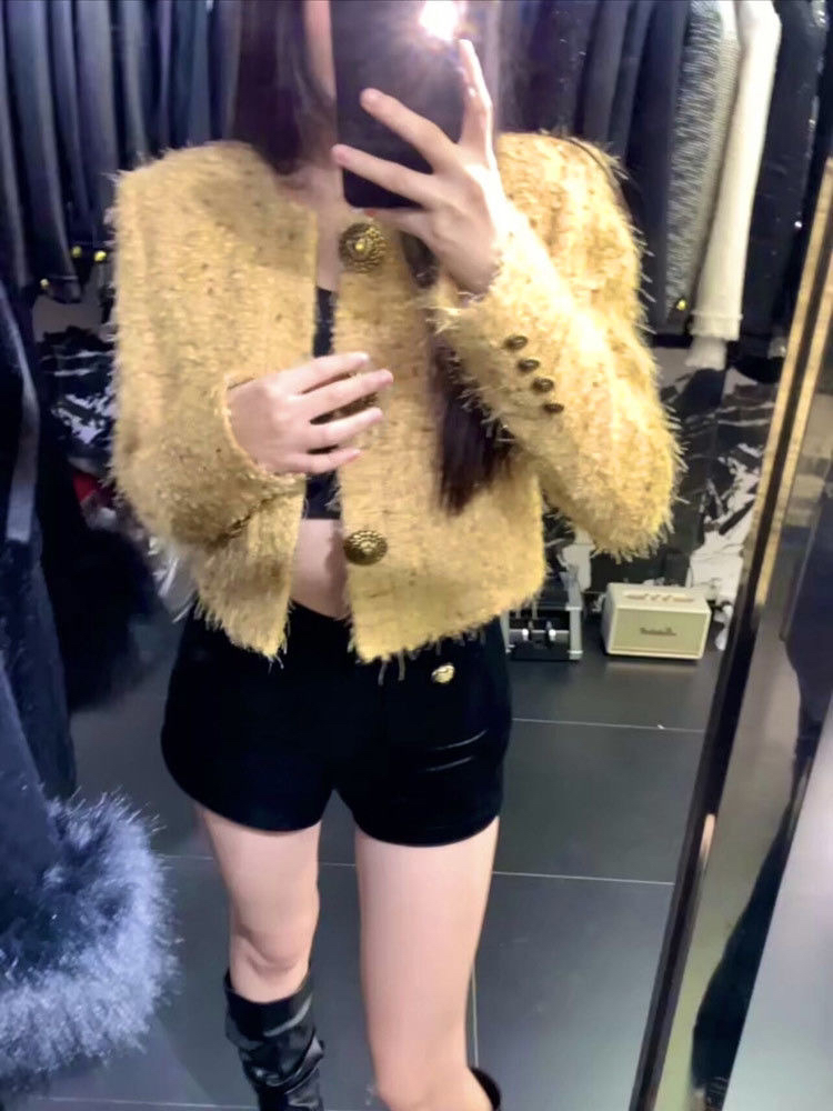 法式名媛黄色小香风外套女初秋季穿搭高级感气质高端欧货洋气上衣