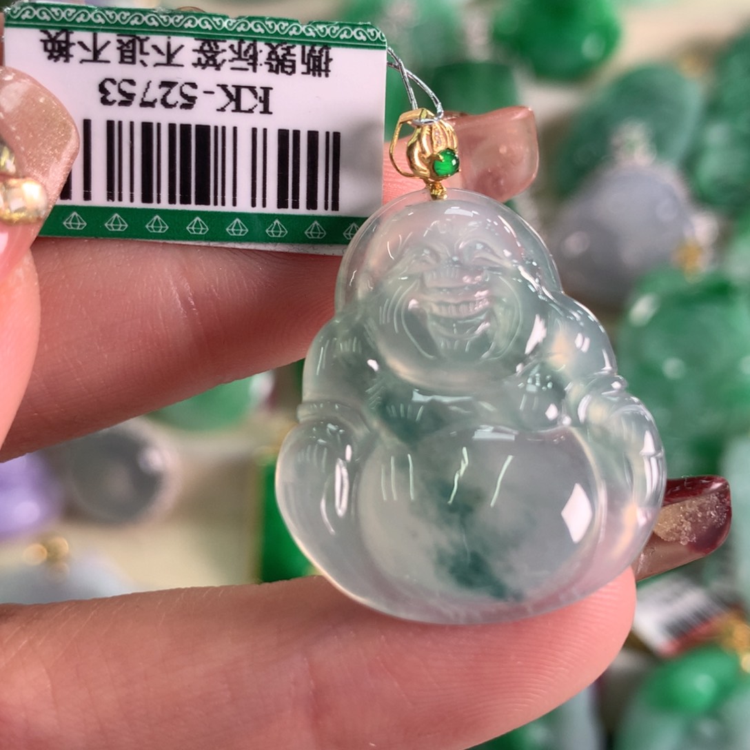 翡翠吊坠(不含链)18K金镶嵌