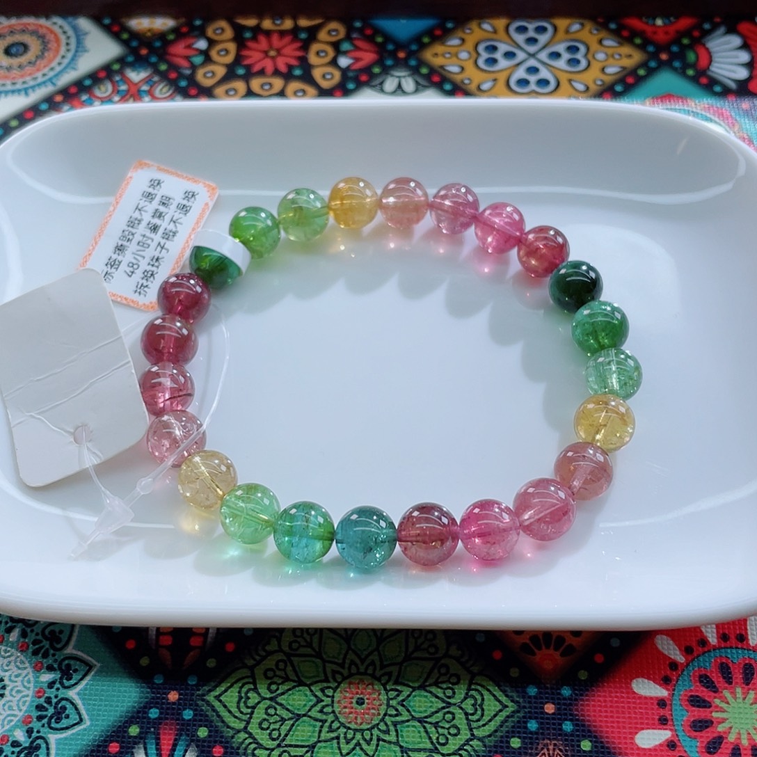 碧玺未镶嵌手链8.3mm左右