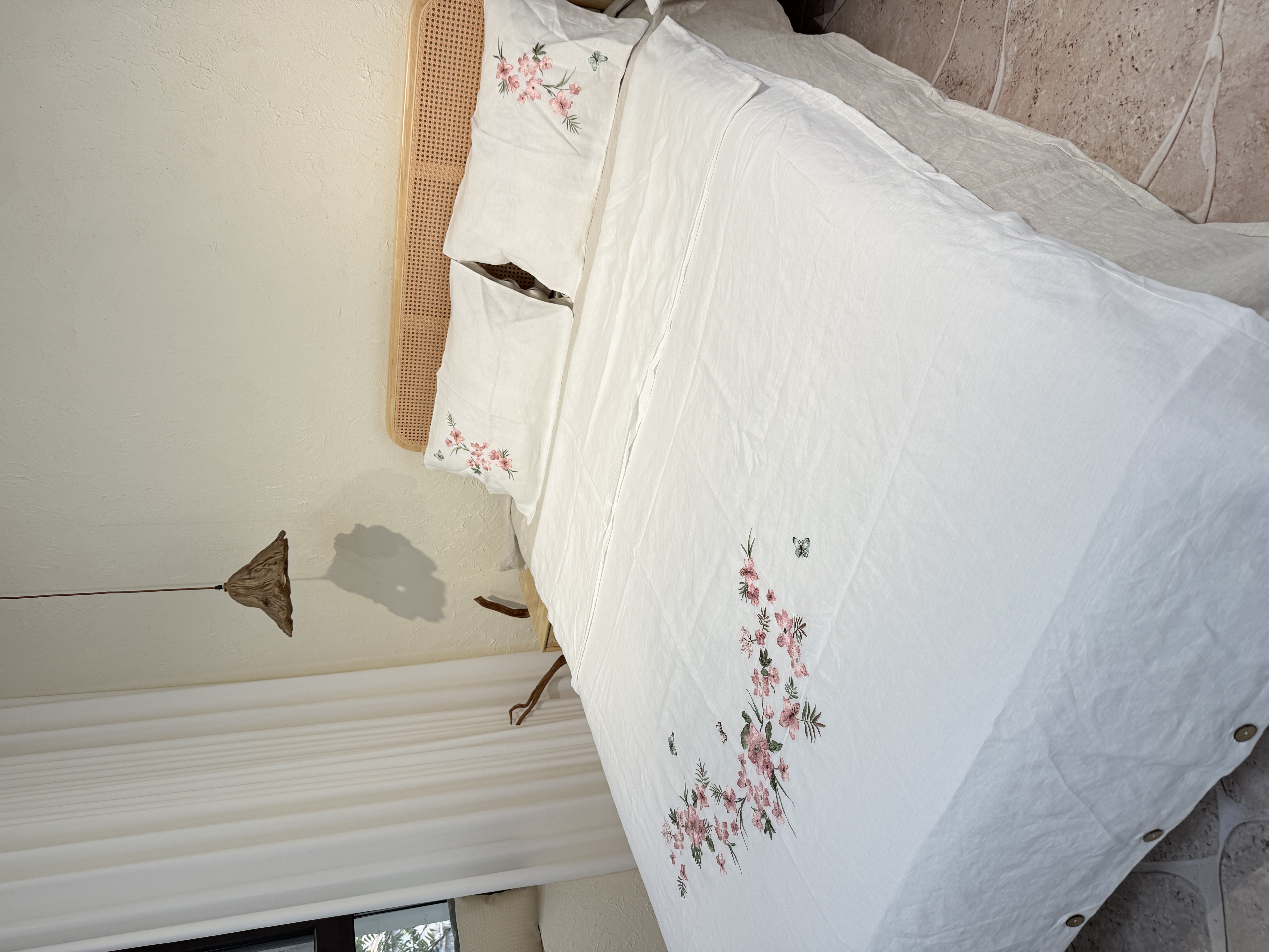 【麻先森-素锦繁花】100%汉麻天然材质透气刺绣绣花六件套-gc