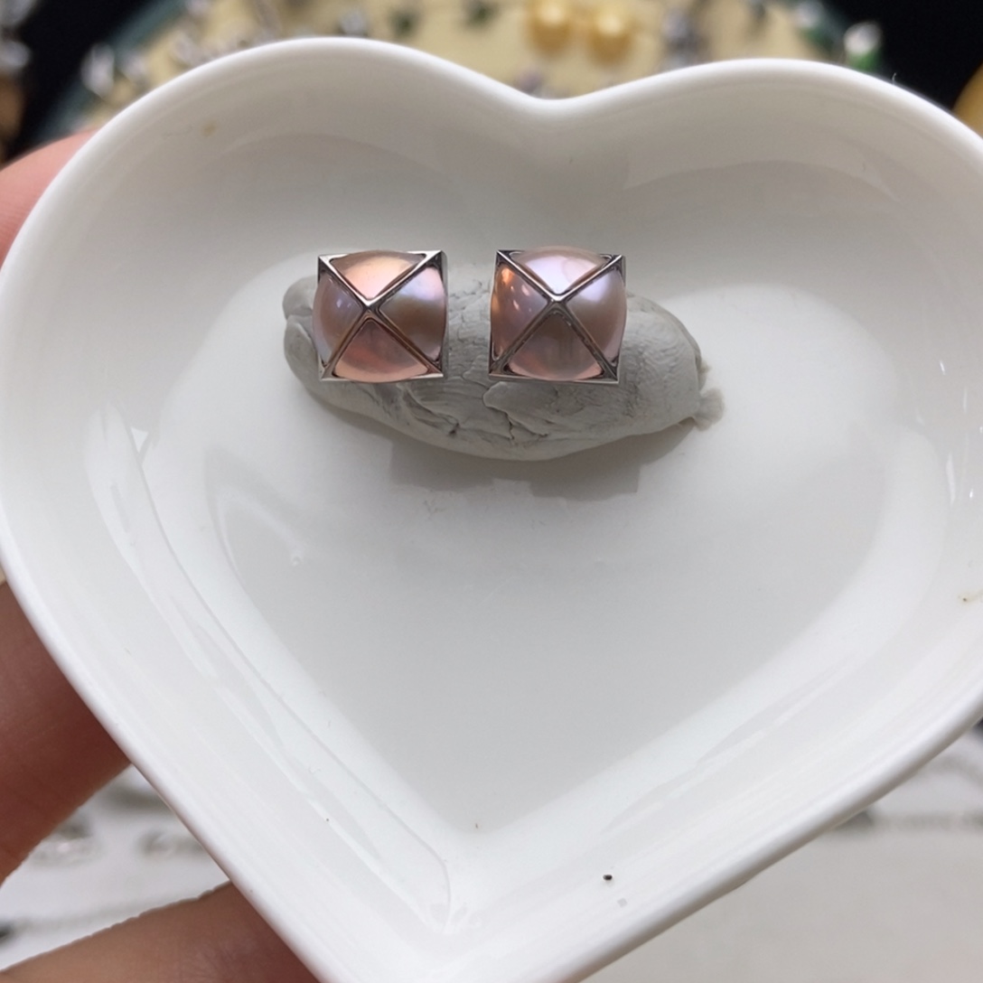 钛钢画框淡水珍珠炫彩淡水珍珠耳钉