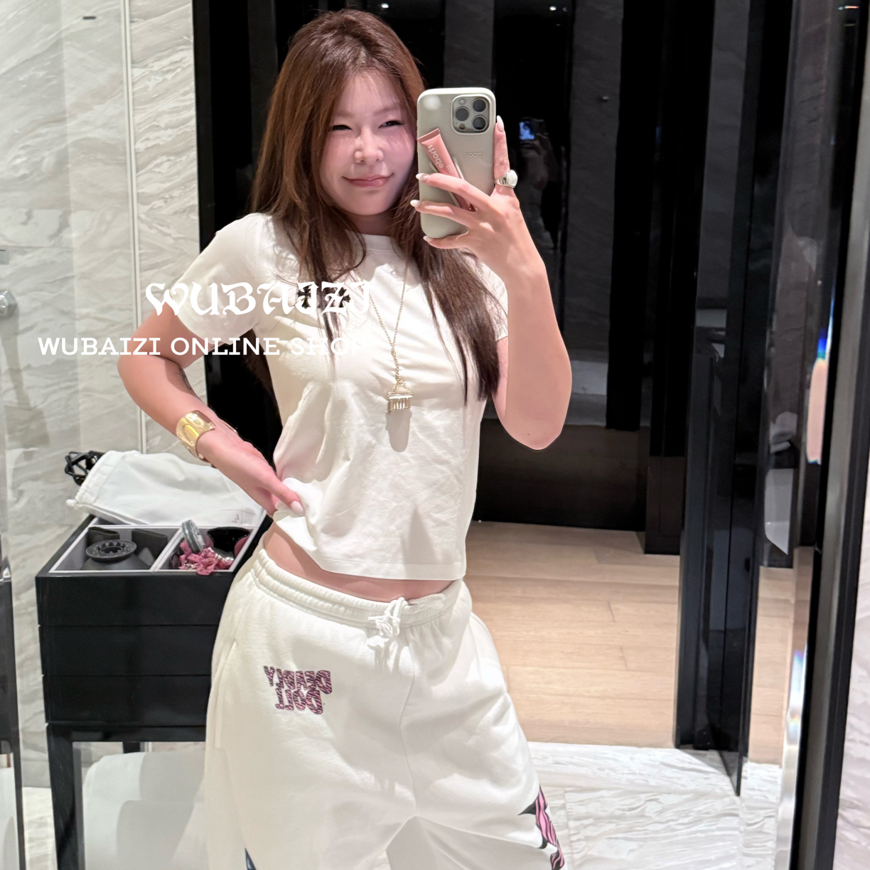 WUBAIZI ｜修身型十字架T恤短袖短款25812