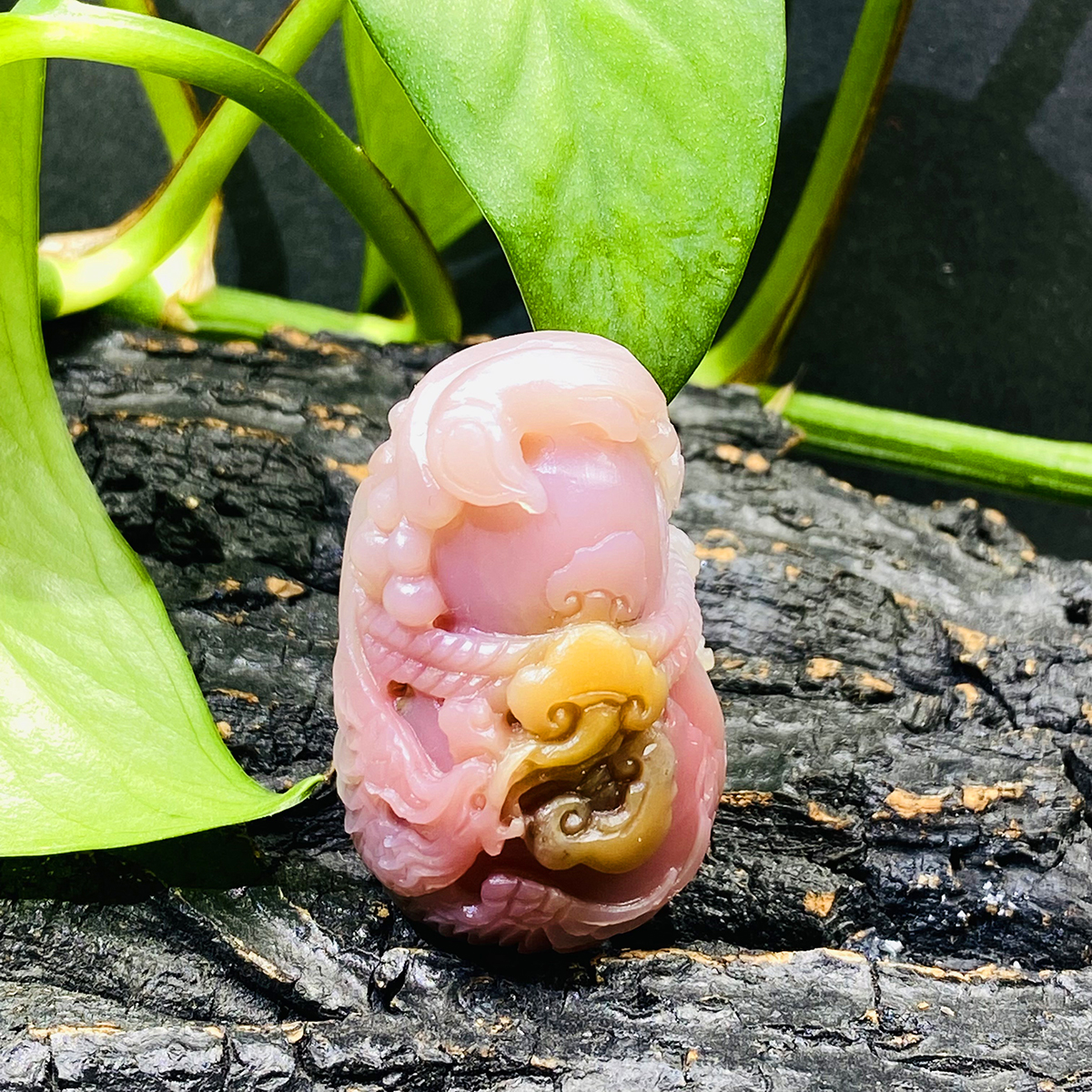 天然老矿七彩盐源玛瑙精雕灵芝凤凰葫芦摆件吊坠