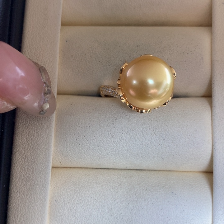 银S925镶嵌戒指海水珍珠