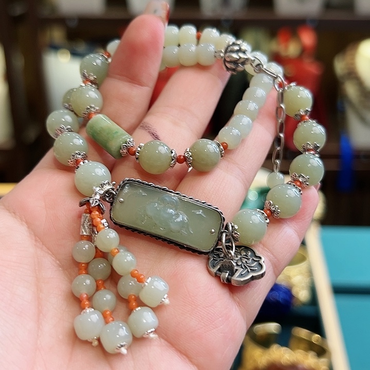 和田玉手链未镶嵌古风